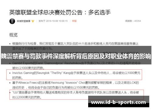 魏震禁赛与罚款事件深度解析背后原因及对职业体育的影响